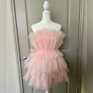 Francesca's Collections Pink Tulle Mini Dress